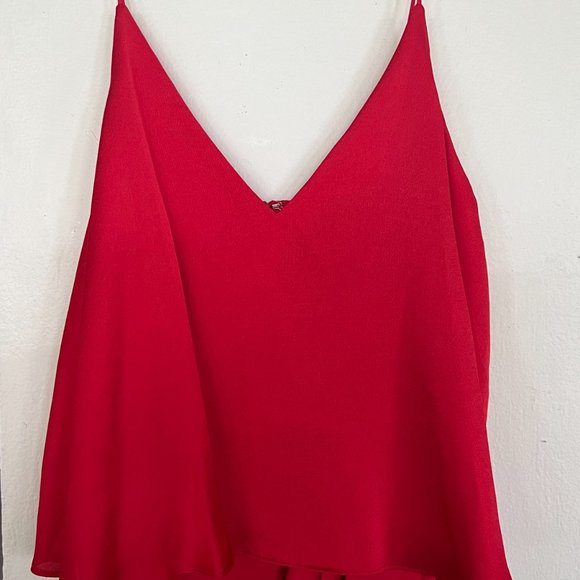 Tulip Hem Red Silky Dress - Size L - Never been used - Picture 2 of 4
